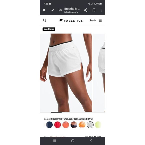 New Small  Fabletics Bright White and Black Breathe Run Shorts with Built in Pan - Picture 2 of 12
